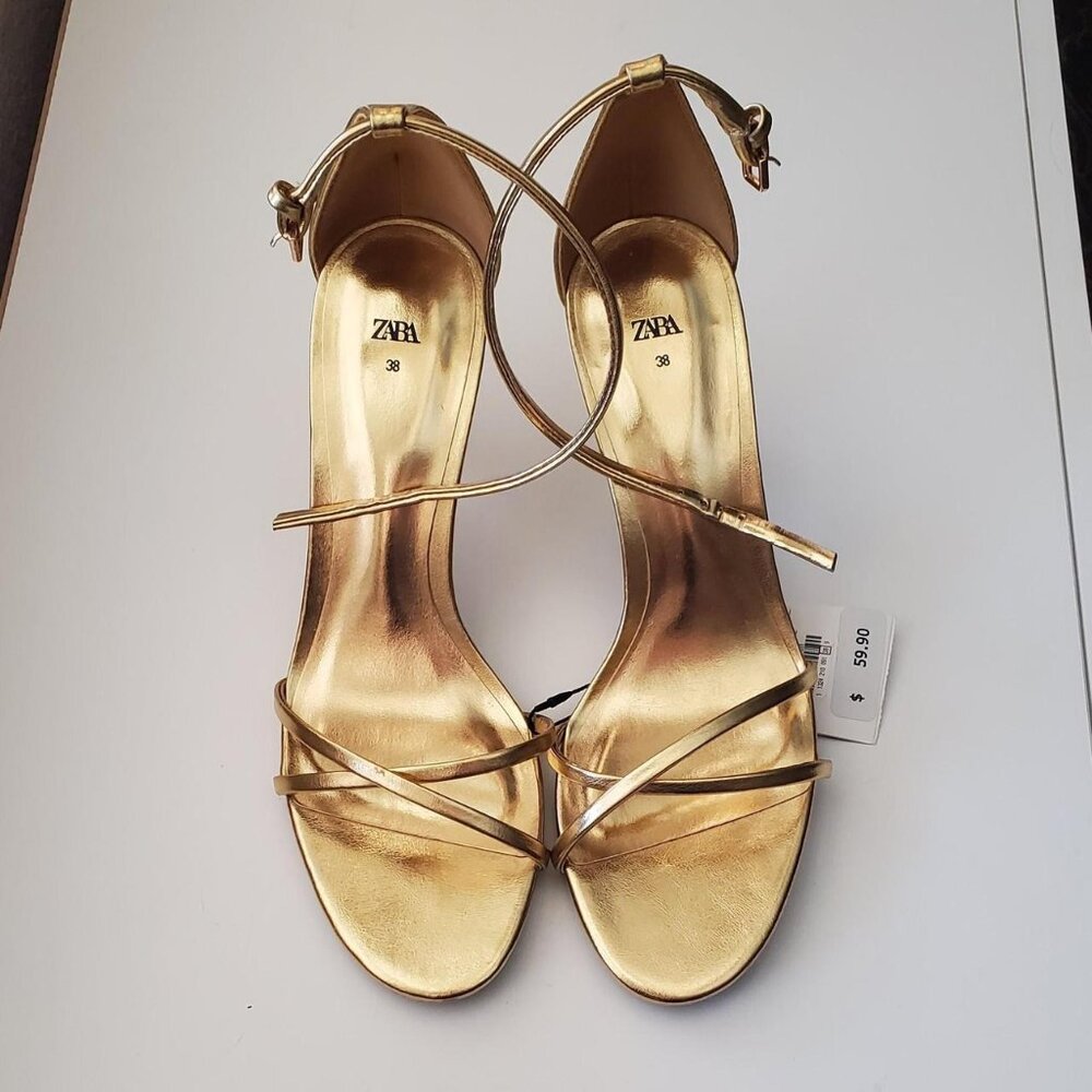 Zara Gold Heels size 38 EU / 7.5-8 US